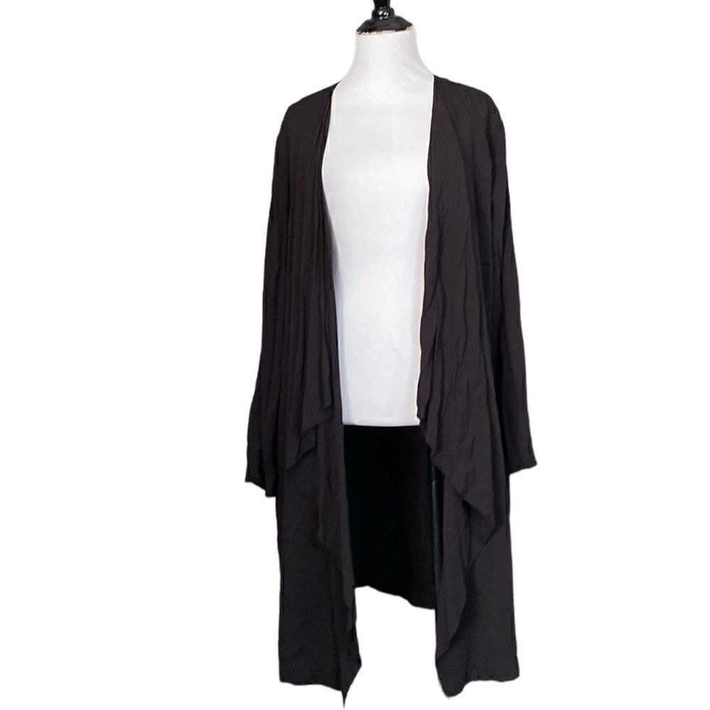 14th & Union Black Layered Front Unstructured Open Front Jacket Cardigan